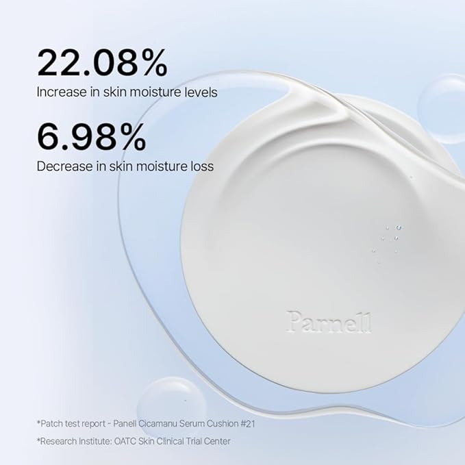 Parnell Cicamanu Serum Cushion - Moisturizing Foundation for Soothing, Coverage, Glass Skin and Lightweight for Sensitive and Dry Skin Pearl Skin (0.52 Fl Oz) (27C)