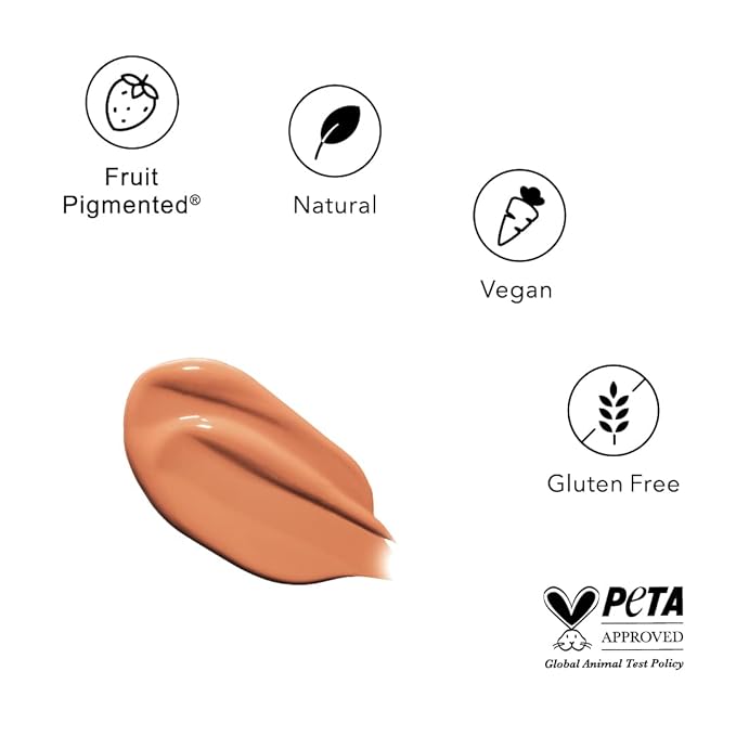 100% PURE Healthy Foundation Full Face Coverage Makeup, Liquid Matte Finish with Anti-Aging Benefits - Vegan Gorgeous Fruit Pigmented Toffee Color (Tan with Neutral Undertone) - 1 Fl Oz