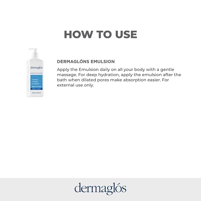 Dermaglos 2-pack Moisturizing Body Lotion for Dry Skin with Extra Vitamin A, Vitamin E & Allantoin | Hydrating & Regenerating formula for Stretch Marks, Tattoos, Scars & Wrinkles | 13.52 Fl Oz.