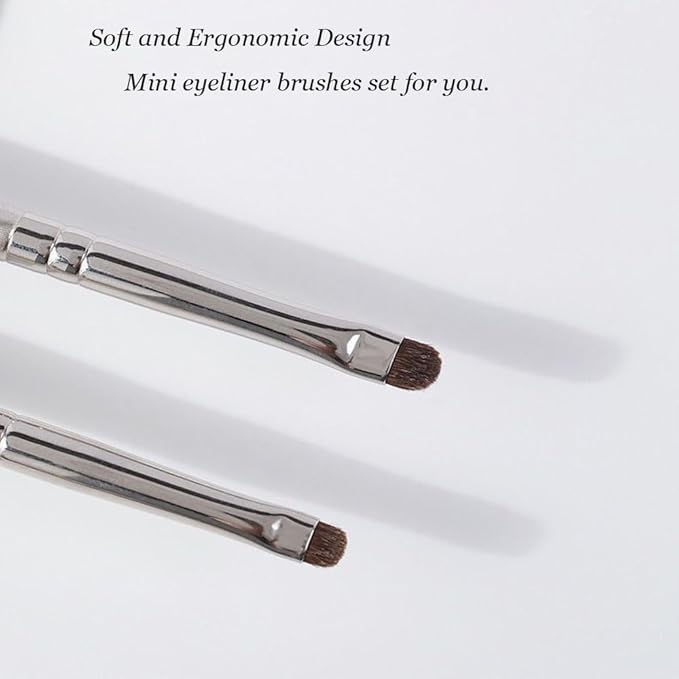 Mini Smudge Brush for Eyeliner,2 PCS Small Smudge Brush for Precision Eyeshadow and Eyeliner,Eyeliner Brush for Powder Gel Cream Liquid Concealer,Eye Makeup Brush Set