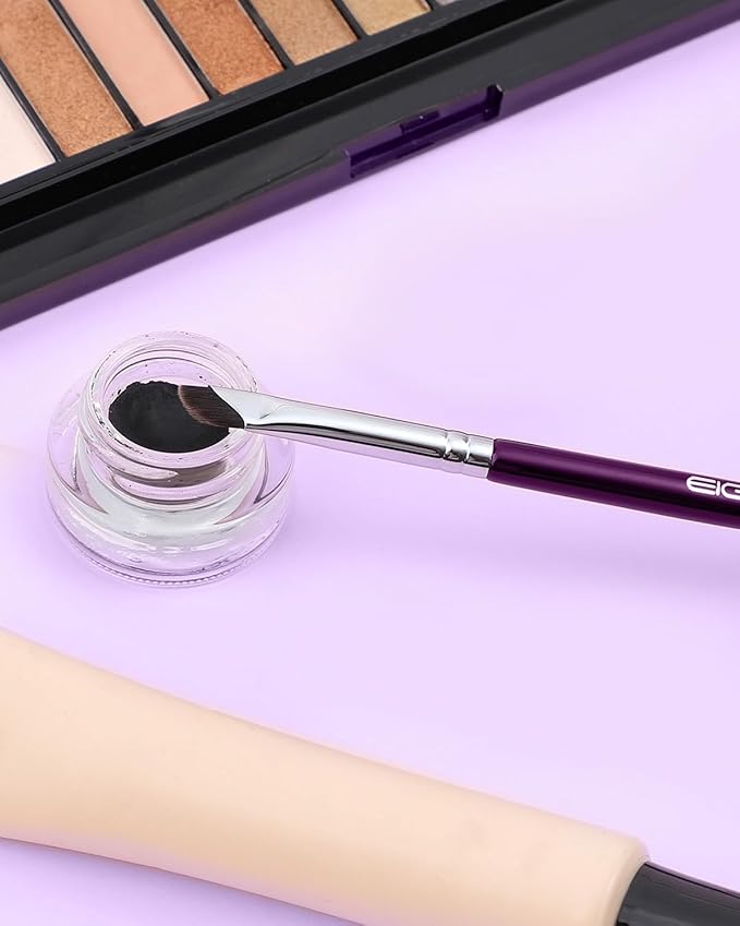 Eyeliner Brush, EIGSHOW Sickle Angled Gel Eyeliner Makeup Brush for Precise Eye Liner, Eyebrow, Eyelid with Ultra Thin Vegan Bristles (E865 Purple)