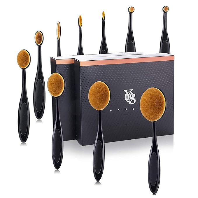 2 Sets Yoseng Oval Makeup Brushes 10 Fashionable Super Soft Professional Oval Toothbrush Foundation Contour Powder Blush Blending Brush Cosmetic Brushes Tool Set ink with Box Black(2 Pack)