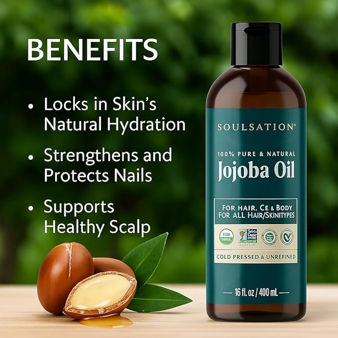 Organic Jojoba Oil for Skin, Hair & Face (8oz) | 100% Pure, Natural Cold Pressed