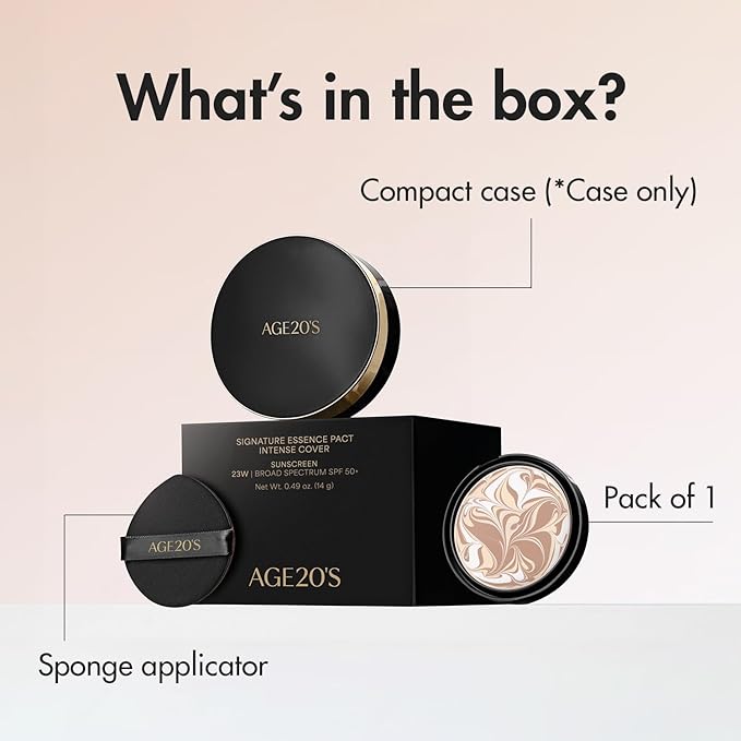 AGE20'S Signature Essence Pact SPF 50+ | Pack of 1 | 25N SAND | Cream Foundation, Dewy Finish, Natural Coverage | Korean Cushion Foundation