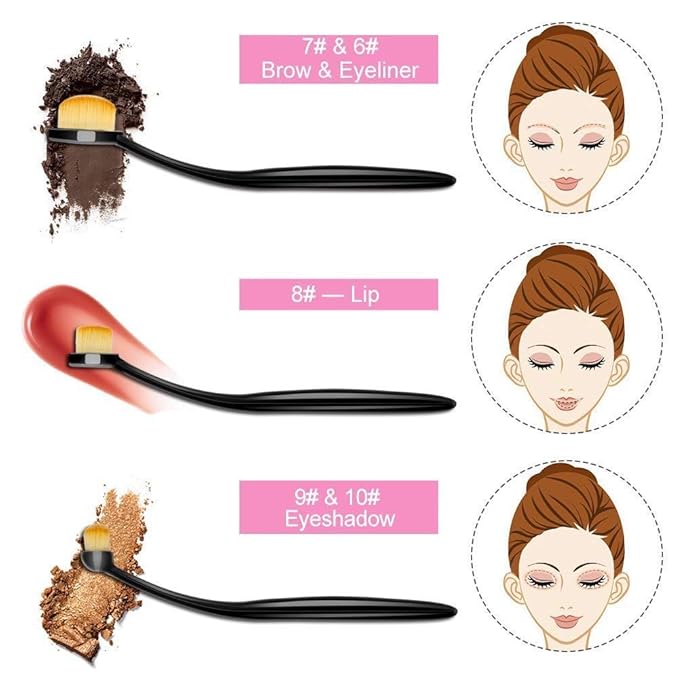 2 Sets Yoseng Oval Makeup Brushes 10 Fashionable Super Soft Professional Oval Toothbrush Foundation Contour Powder Blush Blending Brush Cosmetic Brushes Tool Set ink with Box Black(2 Pack)