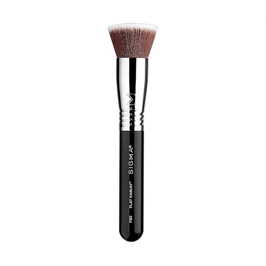 Sigma Beauty F80 Flat Kabuki Brush – Flat Top Kabuki Foundation Brush and Professional Grade Makeup Brush with Ultra-Soft Fibers for Blending Liquid & Cream Makeup Products (Black, 1pc)
