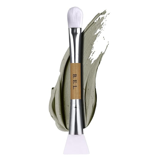 Bare Essentials Living - Clay Face Mask Brush (1 Pack, Bamboo) Dual Soft Silicone Face Mask Applicator Brush Tool, Great Facial Essentials, Moisturizer Applicator & Skincare Brush for Facials