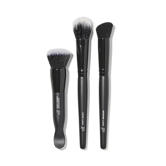 e.l.f. Putty Tools Trio, Set Of 3 Face Makeup Brushes For Putty Products, Helps You Easily Blend Putty Primer, Blush & Bronzer, Vegan & Cruelty-Free