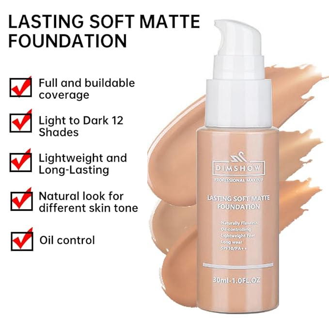 Flawless Matte Liquid Foundation Makeup, Vegan & Cruelty-Free, Liquid Oil-Free Foundation Face Makeup for Combination & Oily Skin, Longwear Medium-Full Coverage (01, 30ml)