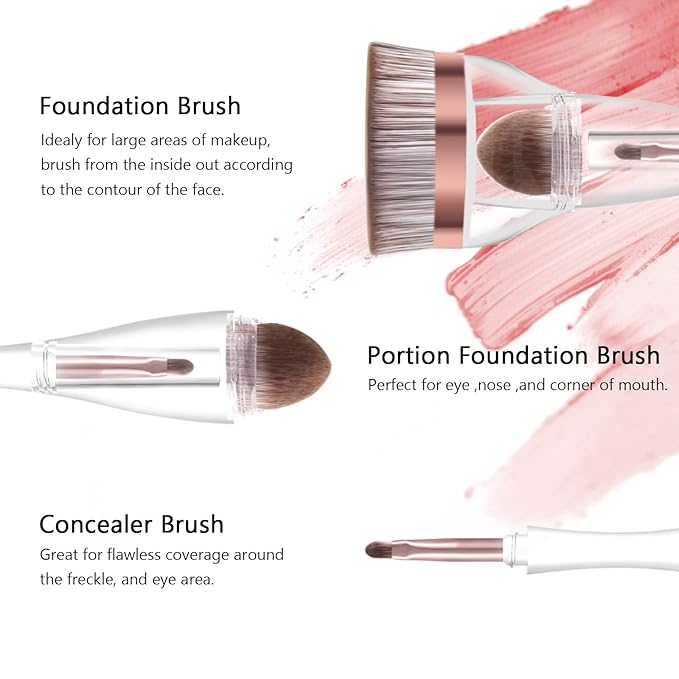 Makeup Brushes, Daubigny Perfect 3IN1 Makeup Brush for Face Blush Liquid Powder Foundation Brush for Blending Liquid, Cream or Flawless Powder Cosmetics with Great Gift Case