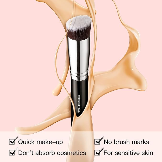 Flat Top Kabuki Foundation Brush, EIGSHOW Premium Makeup Brush for Liquid, Cream, and Powder - Blending, Buffing, Stippling, Flawless Application (F624)