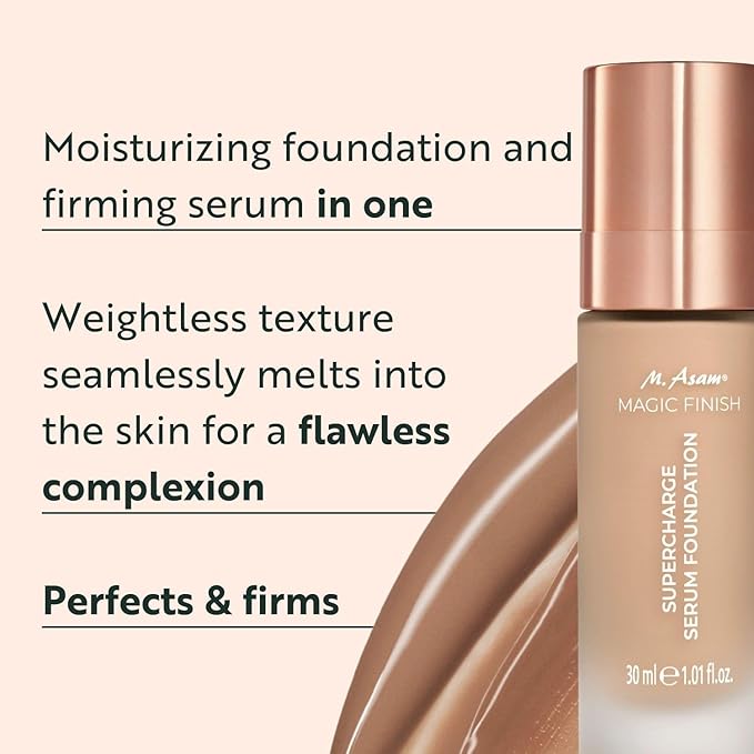 M. Asam MAGIC FINISH Supercharge Serum Foundation True Beige (1.01 Fl Oz) - Moisturizing Make Up & Firming Face Serum In One, Anti-aging CC Cream With Optimal Coverage & Hyaluronic Acid