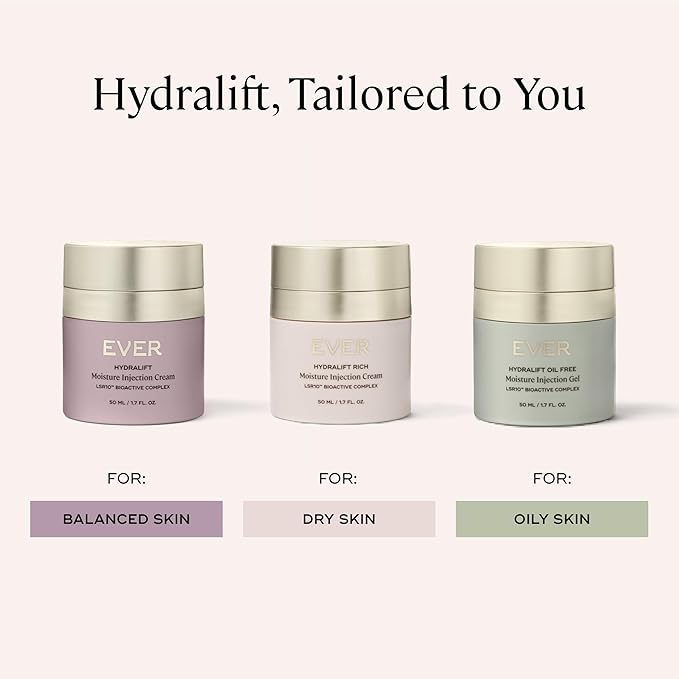EVER Hydralift Moisturizer (Normal Skin) - Increases skin's ability to retain moisture by 70% - Clinically proven to reduce the top 10 signs of aging - Made in the USA - 1.7oz/50ml