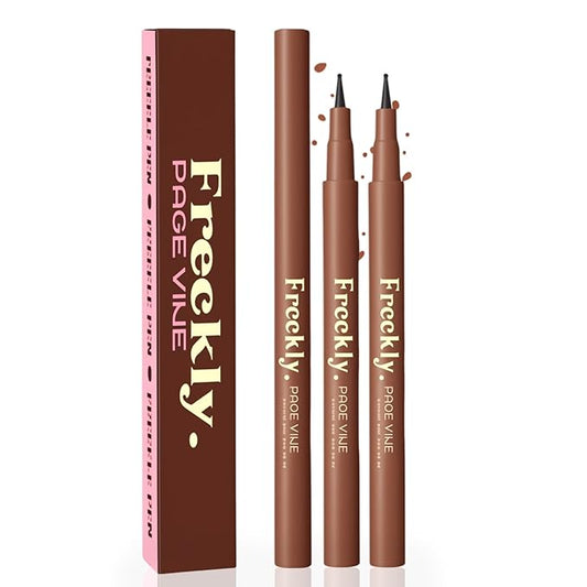 Freckle Pen, Natural Lifelike Fake Freckles Makeup Pen Stamp for Sunkissed Makeup,Magic Faux Freckle Stain Marker Long Lasting Quick Dry - (01LIGHT+02MEDIUM)