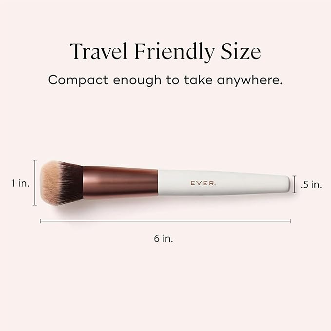 EVER Foundation Brush, Professional Face Makeup Brushes for Liquid and Powder Foundation, Contoured Foundation Brush, Vegan and Cruelty-Free