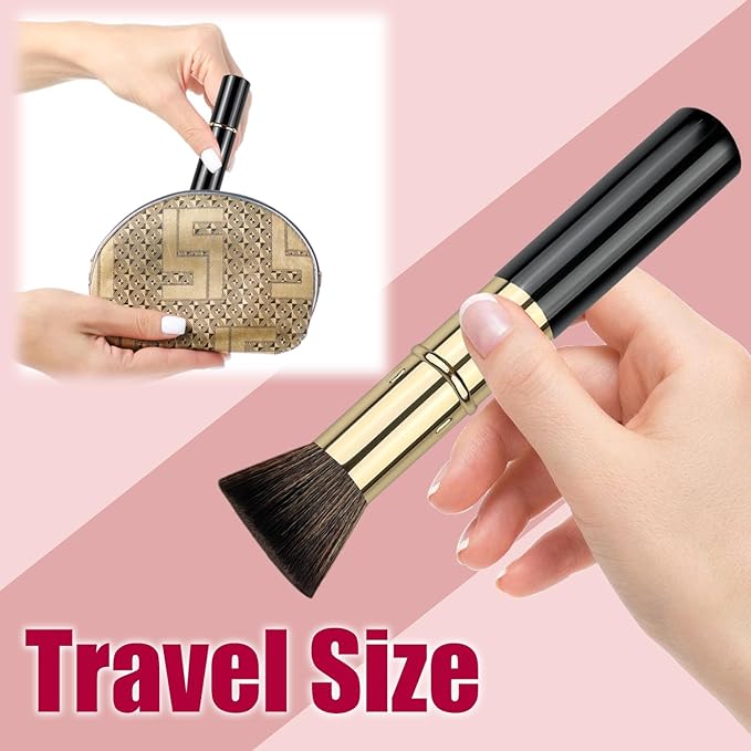 Retractable Kabuki Brush, Travel Powder Foundation Makeup Brush Face Blush Brushes for Liquid, Cream and Powder Face Makeup, Travel Size Makeup Brush