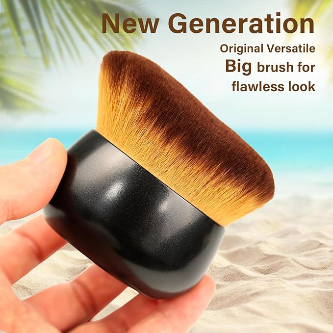 Extra Large Body Makeup Brush For Self Tanner, Leg Makeup &Bronzer Blend,75 mm Wide-headed Kabuki Brush Provides More Even& Pretty Application, Sunscreen Face& Back Makeup Brush, Wet& Dry Use- Black