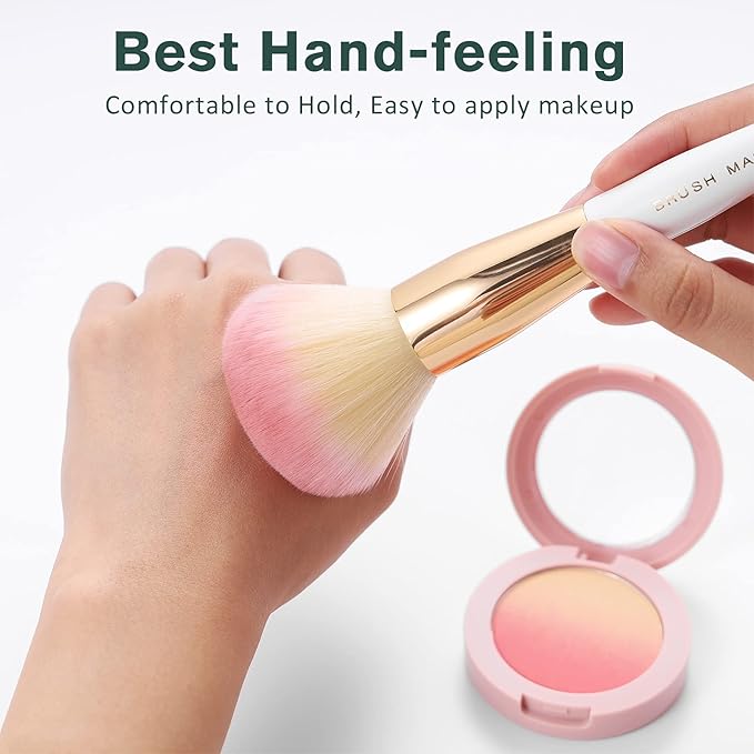 Makeup Brushes Set 10Pcs Professional Kabuki Foundation Eyeshadow Blush Blending Lip Full Face Cosmetic Kit W/Makeup Brush Set with Holder