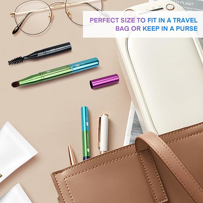 Unaone 4 in 1 Makeup Brush - Lip Brush for Lipstick, Eyebrow, Eyeshadow, Spiral Eyebrow Portable Detachable Multi-functional Lipstick Brush for Makeup