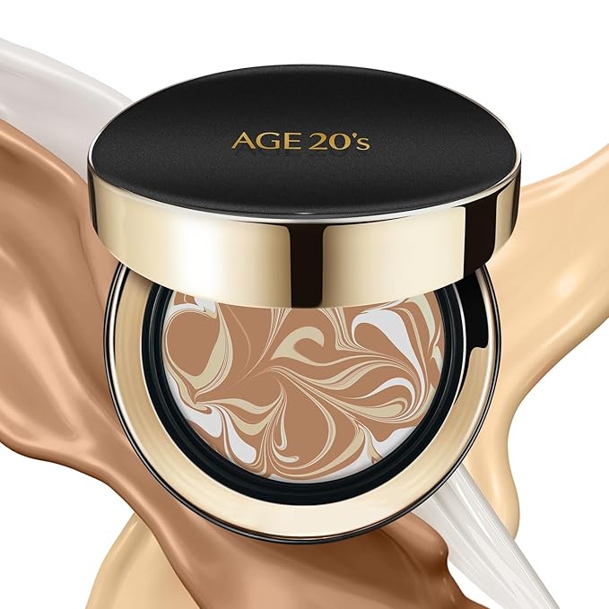 AGE20'S Signature Essence Pact SPF 50+ | Pack of 1 | 27 Medium | Cream Foundation, Dewy Finish, Natural Coverage | Korean Cushion Foundation