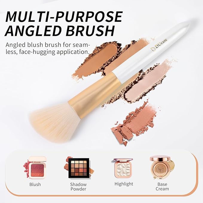 DUcare Angled Blush Brush, Fluffy Blush Brush for Cheeks, Multi-Purpose Face Makeup Brushes for Cream, Liquid Or Powder, Bronzers, Vegan & Cruelty-Free