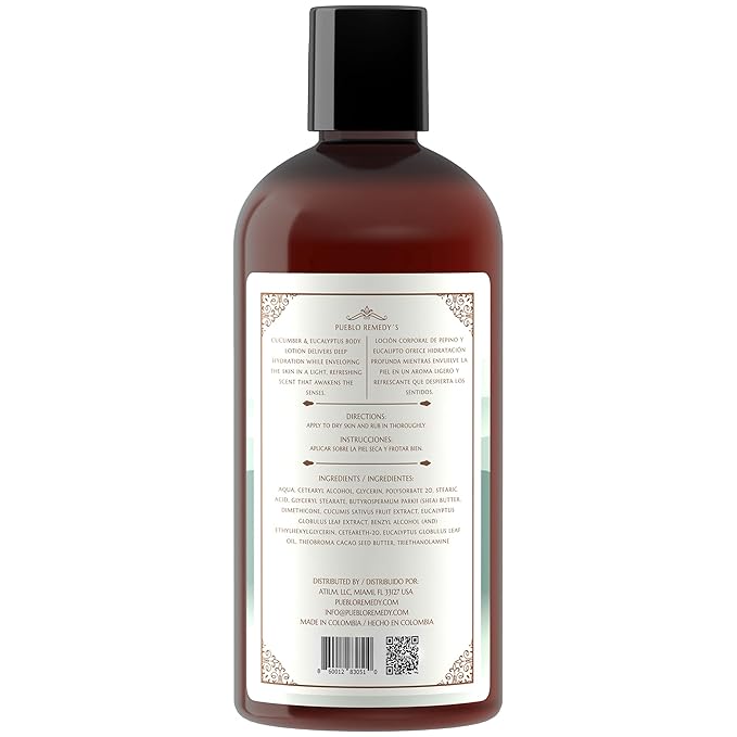 Body Lotion, Cucumber & Eucalyptus – Hydrating & Softening Moisturizer with Shea & Cocoa Butter, Vegan & Cruelty-Free, 16.9 Oz