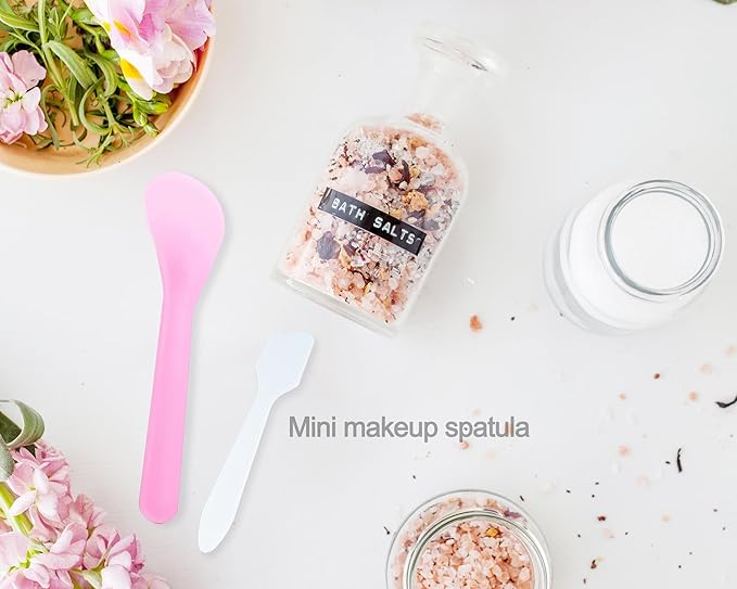 100 Pack 3.2 Inch Cosmetic Spatulas/Small Plastic Spatula for Cosmetics, Creams, Crafts/Makeup Spatula/Multipurpose Mini Applicator for Mixing Cream, Skincare, or Scraping Jars/Random Color