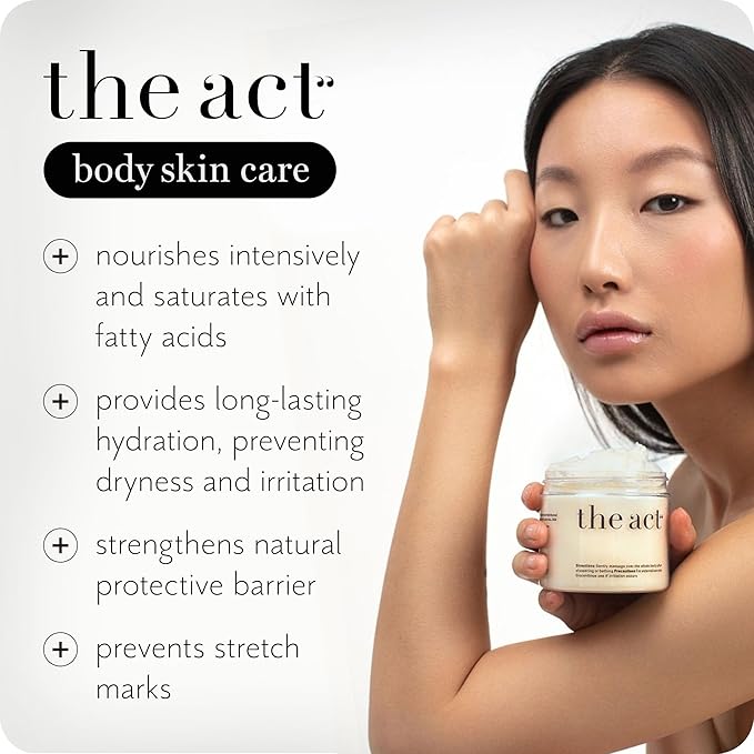 THE ACT Solid Coconut Body Butter β Organic Vegan Moisturizer with Shea & Almond Oils β Melts in Hands β Massage Balm for Dry Skin β Natural Skincare for Women & Men β 6 oz with Spatula
