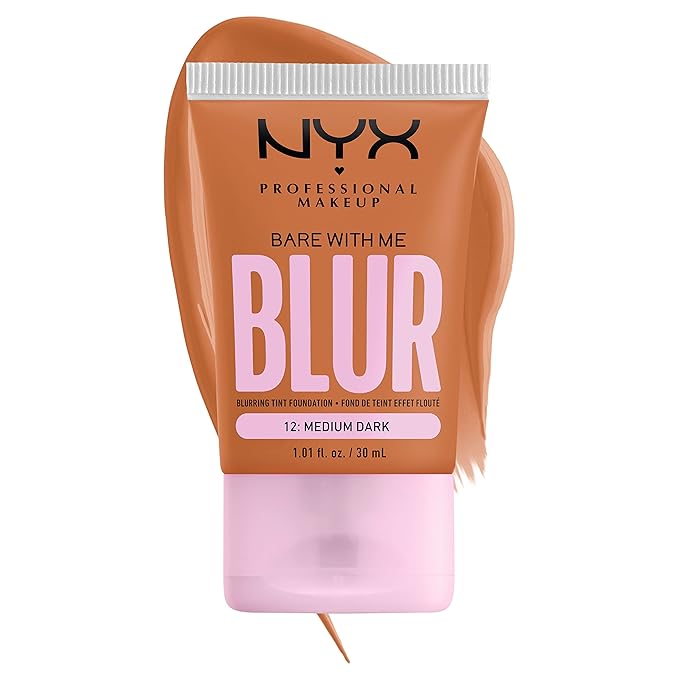NYX PROFESSIONAL MAKEUP Bare With Me Blur Skin Tint Foundation Make Up with Matcha, Glycerin & Niacinamide - Medium Dark