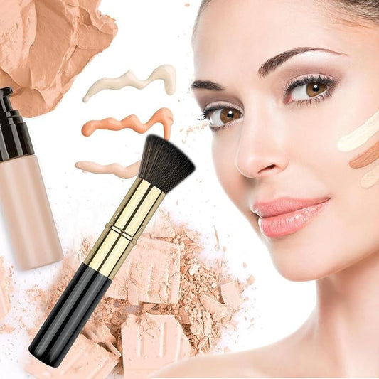 Retractable Kabuki Brush, Travel Powder Foundation Makeup Brush Face Blush Brushes for Liquid, Cream and Powder Face Makeup, Travel Size Makeup Brush