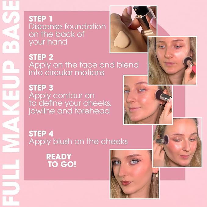 LAMORA Foundation Brush for Liquid Makeup - Kabuki Face Brush for Cream, Powder, Blush, and Concealer - Flat Top Blending, Buffing, Stippling Brush