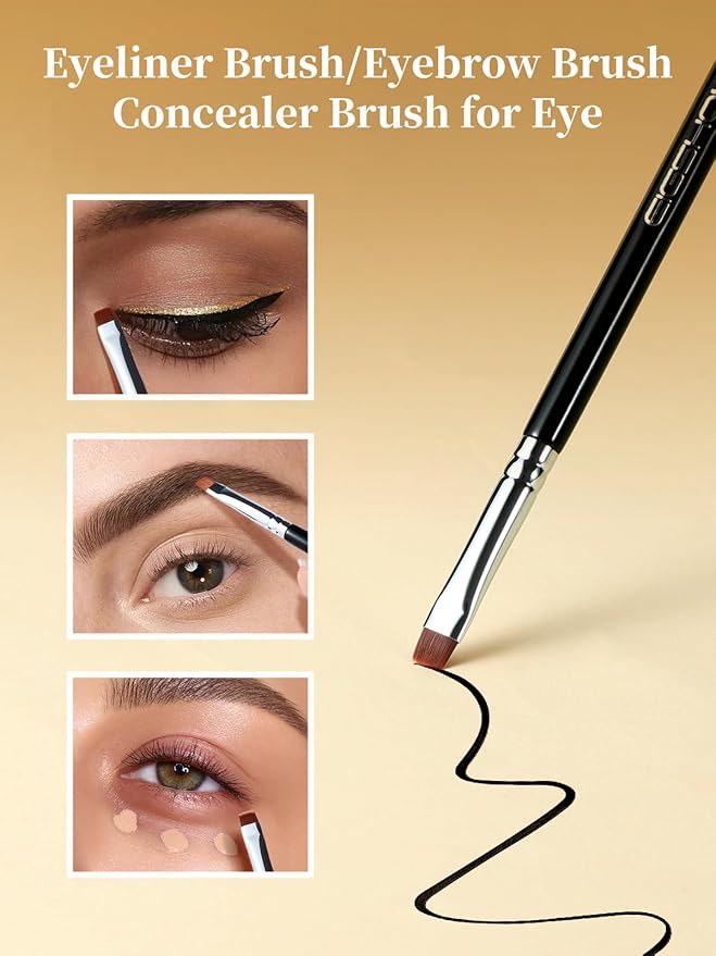 EIGSHOW Flat Eyeliner Brush, Professional Precise Eyebrow Concealer Brush for Sharp Defined, Eye Liner Application with Gel Liquid Cream Powder (E808)