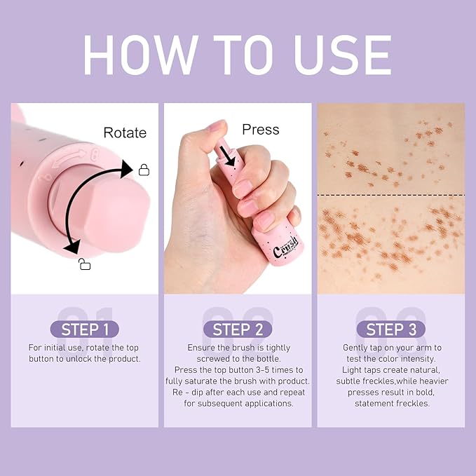 Freckles Stamp Pen, Resistant Faux Liquid Freckle Makeup, Waterproof Sweatproof Quick Dry Long Lasting, Natural Lifelike Sunkissed Matte Finish Fake Freckle Pen-LIGHT