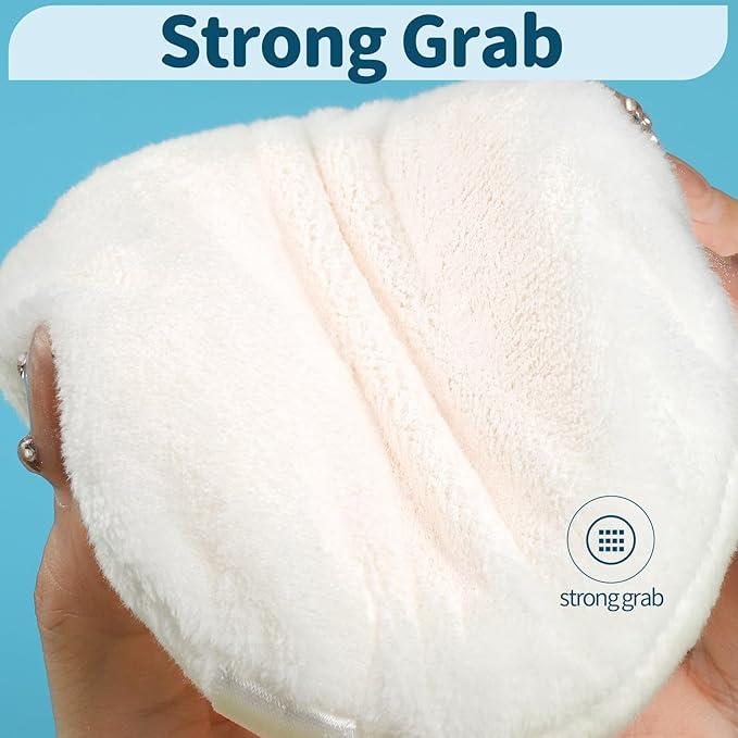 Teenitor 2pcs Powder Puff, 4.13 Inch Powder Puff for Body Powder, Body Powder Puff Large Powder Puff Loose Powder Puffs Soft Velour Body Powder Puff and Container White