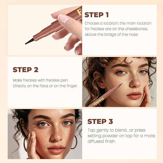 Freckle Pen, Natural Lifelike Fake Freckles Makeup Pen Stamp for Sunkissed Makeup,Magic Faux Freckle Stain Marker Long Lasting Quick Dry - (03DARK+04ESPRESSO)