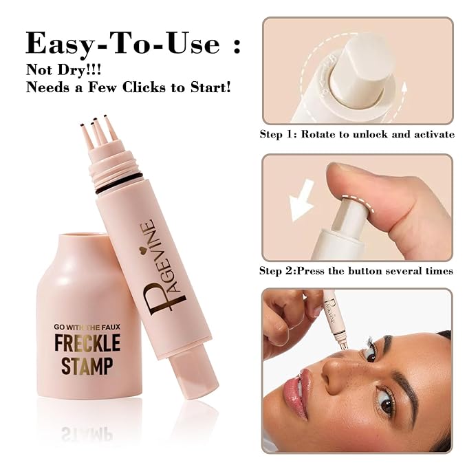 Upgrade Freckle Pen Stamp– Waterproof Faux Fake Freckles Makeup Tool,Natural-Looking Freckle Maker & Spray with Multi-Prong Precision Stamp Head,Long-Lasting Sunkissed Makeup (LIGHT)