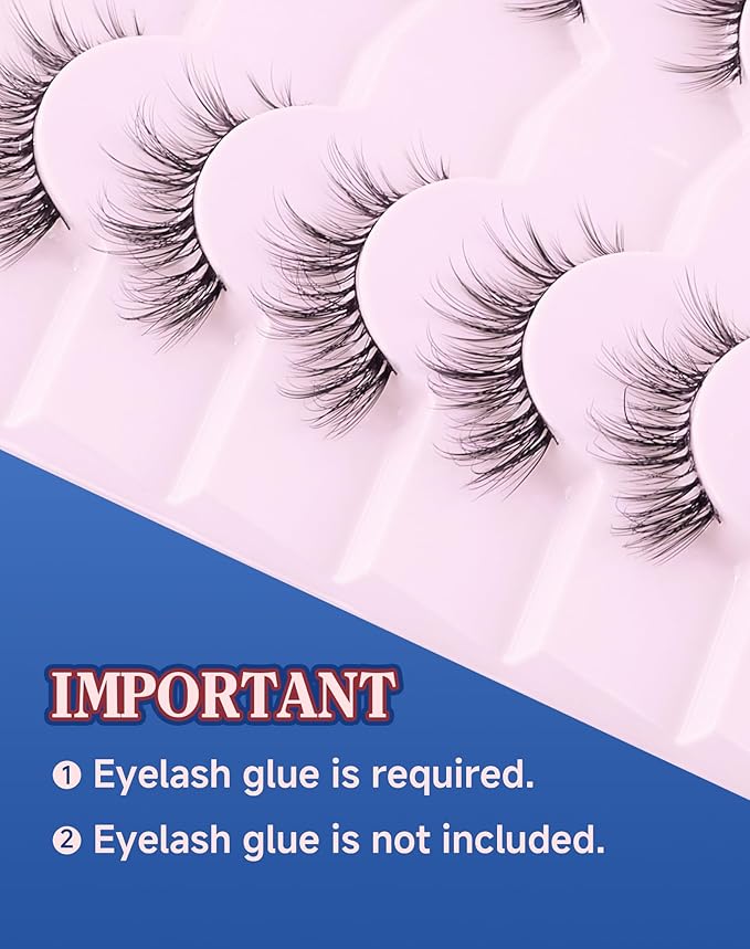 Cat eye Lashes Natural Wispy Lashes Everyday Natural Look Flared Eyelashes False Eye Lashes Soft Fluffy Lashes False Eyelashes 7 Pairs D93