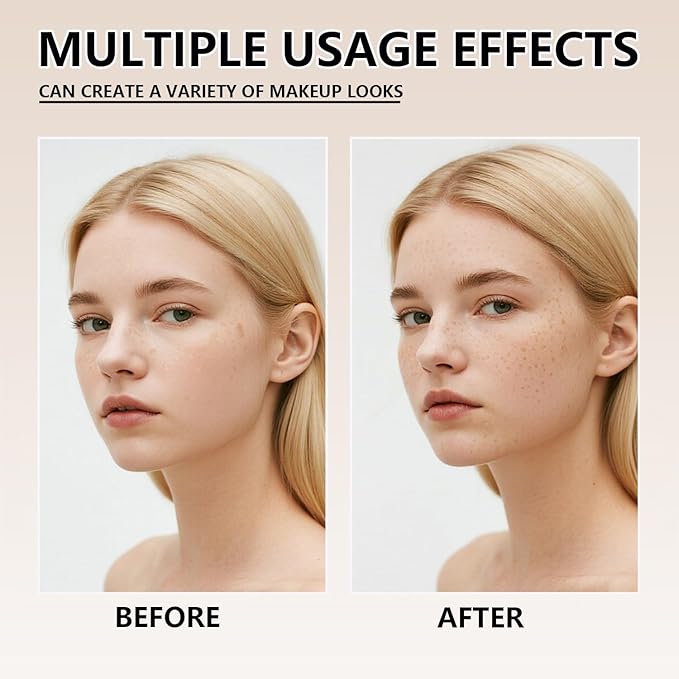 Freckle Stamp Pen, Waterproof Fake Freckles Makeup Tool, Upgrade Liquid Faux Freckles Pen, Quick-Dry, Long-Lasting, Lifelike, Natural Sunkissed Makeup, with Multi-Prong Precision Stamp Head (Dark)