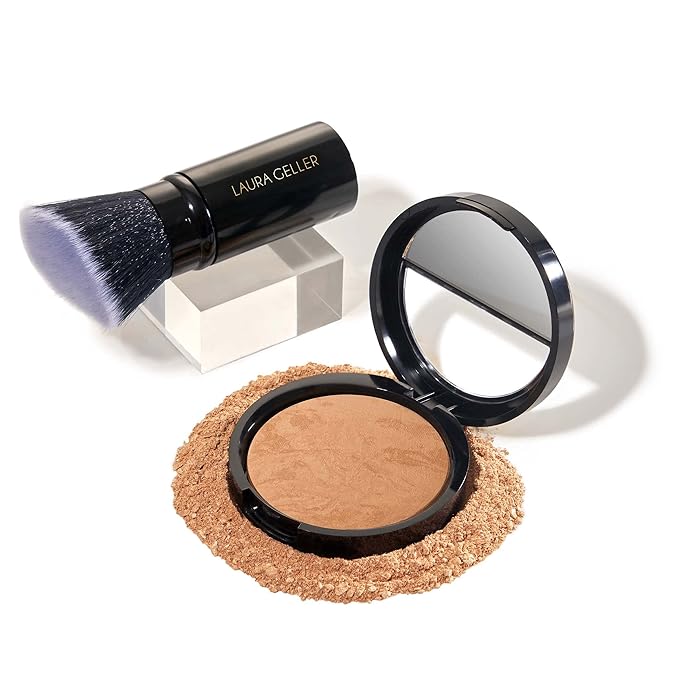 LAURA GELLER NEW YORK Baked Balance-n-Brighten Foundation with Kabuki Brush Makeup Set, Golden Medium