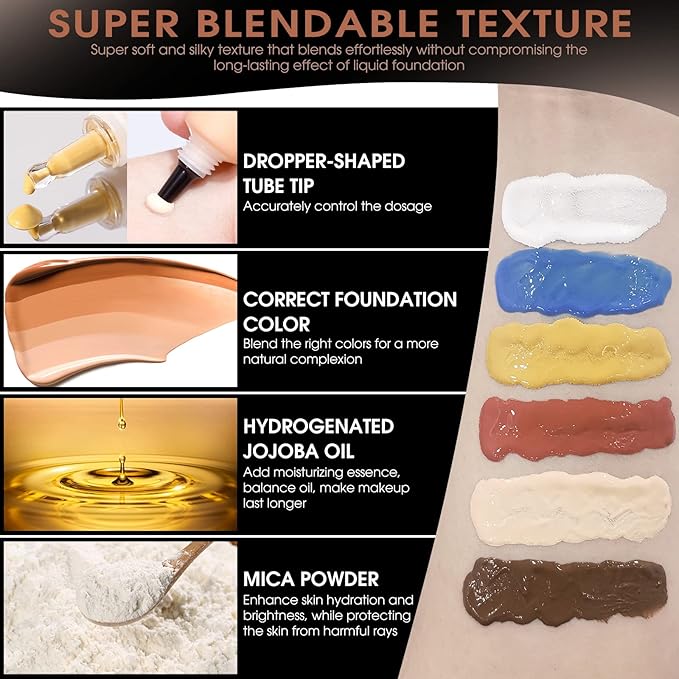 White Foundation Mixing Pigment for Adjusting Shade and Color Corrector, Blends Easily With Foundation, White Color Corrector for Adjusting Foundation from Deep to Shallow (01# White)