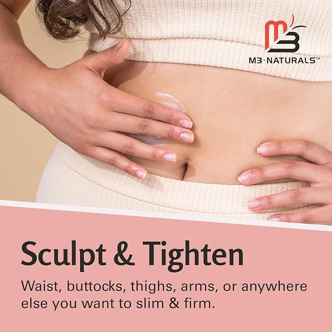 M3 Naturals Hot Cream for Belly Butt and Thighs Cellulite Cream for Thighs and Butt Fast Body Sweat Activator with Caffeine and Collagen - Invigorating Sweat Cream for Workouts and Body Sculpting