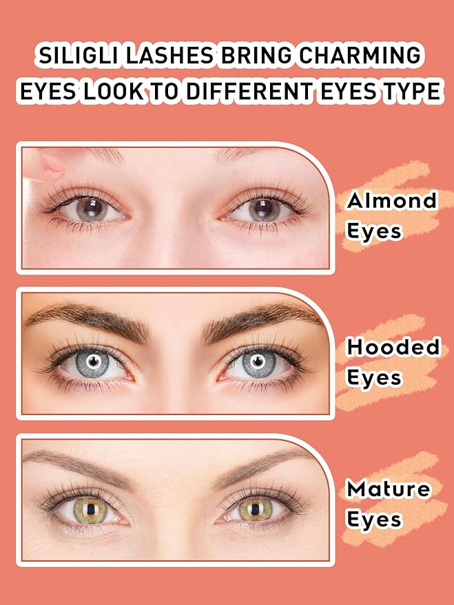 Natural Wispy Cat Eye Lashes - 3D Volume C Curl Eyelashes With Thin Band - 10mm Short Lashes - 7 Pairs