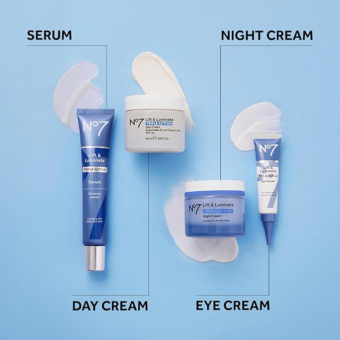 No7 Lift & Luminate Triple Action Face Cream - Fragrance Free Face Moisturizer with SPF 30 - Formulated with Anti Aging Collagen Peptides & Brightening Complex (2 Pack)