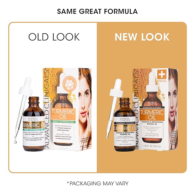 Advanced Clinicals Turmeric Oil Serum For Face | Facial Skin Care Serum With Jojoba + Coconut Oil To Improve Appearance Of Dark Spots & Uneven Skin Tone | Antioxidant Dry Skin Moisturizer, 2-Pack