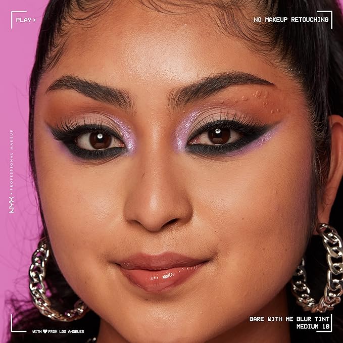 NYX PROFESSIONAL MAKEUP Bare With Me Blur Skin Tint Foundation Make Up with Matcha, Glycerin & Niacinamide - Medium