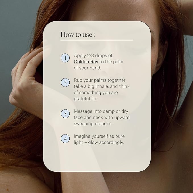 Golden Ray Glow Face Oil, 13ml. Collagen Boosting, Natural Skincare Moisturizing & Hydrating Facial Oil for Women. Incr Elasticity w/French Marine Algae, Jojoba & Rosehip for Fine Lines & Wrinkles