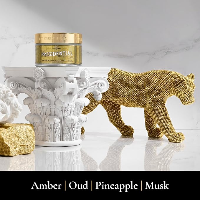 LUXURY LIFE BUTTER - Irresistibly Scented Body Butter with Hyaluronic Acid for Ultimate Moisture. Luxurious Natural Fragrance. Hydrates for a Non-Greasy Glamorous Glow, Presidential, 5 oz.