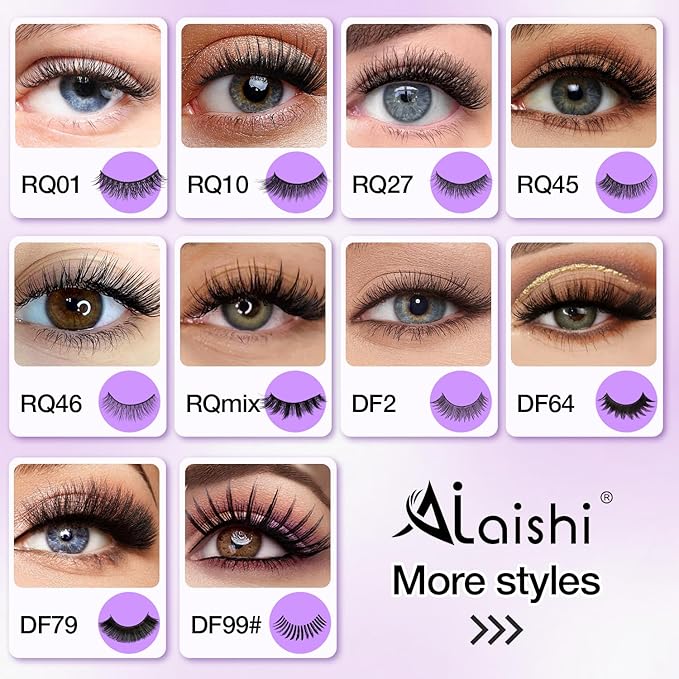 Wispy False Eyelashes Kit With Bond, Seal and Tweezer, 7 Pairs Natural Look Fake Cat Eye Lashes Strips Thin Band Extensions Waterproof Easy Eyelashes for Beginners DF1