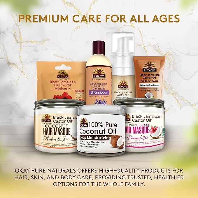 Okay 100% Pure Coconut Oil for Hair & Skin - Coconut Oil for Women & Men, Perfect for Hair & body, Natural Massage Oil & Moisturizer - 6 fl oz Jar (Pack of 1)