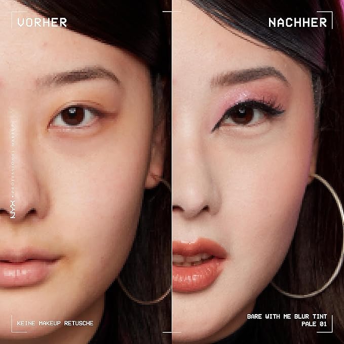 NYX PROFESSIONAL MAKEUP Bare With Me Blur Skin Tint Foundation Make Up with Matcha, Glycerin & Niacinamide - Deep Bronze